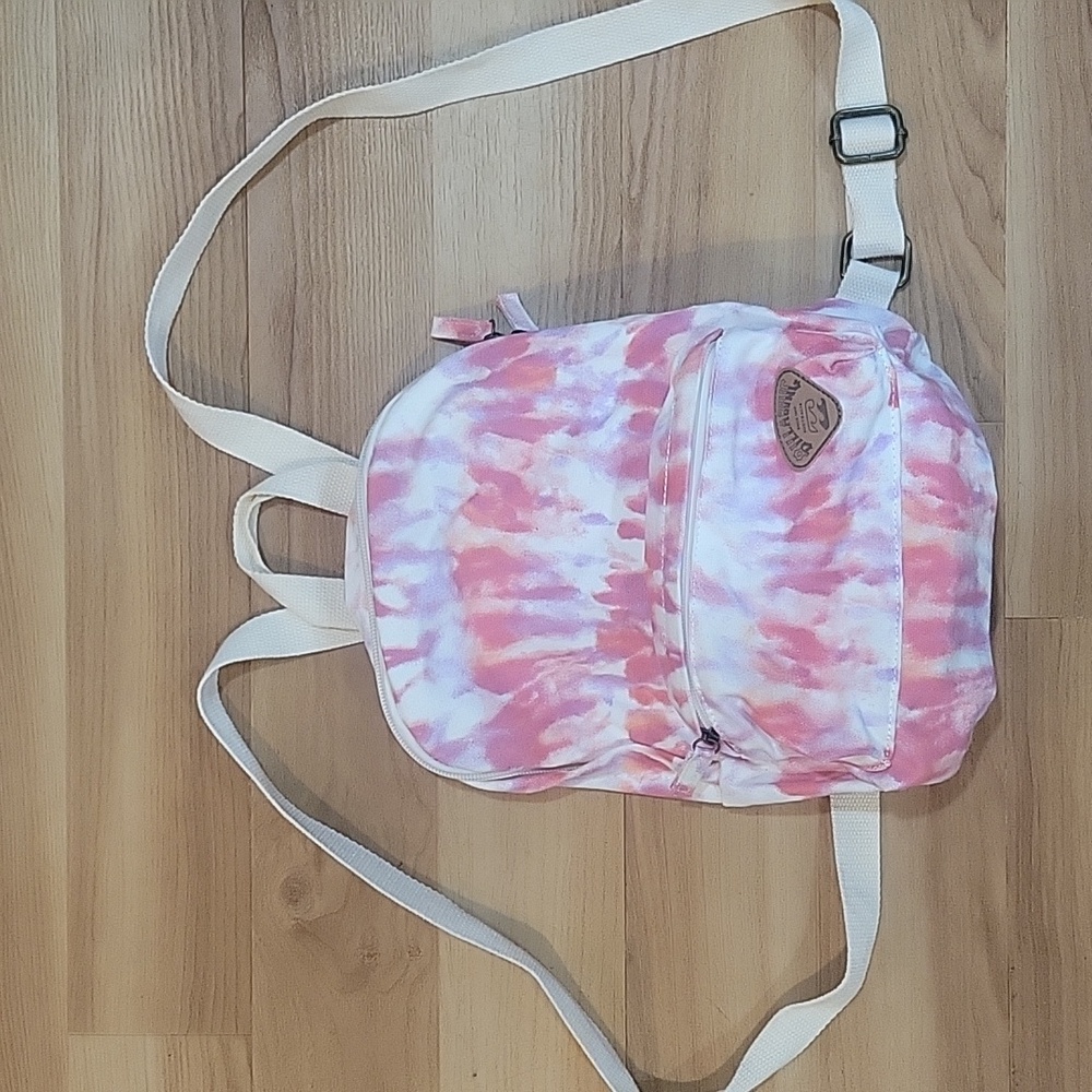 Billabong Pink / Purple Tie Dye Canvas Mini Backpack Approx 12"x9"